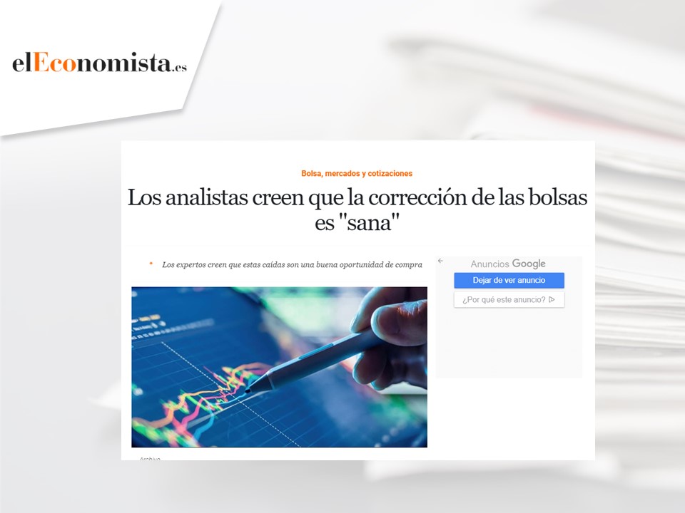 Noticia de El Economista sobre la corrección de las bolsas