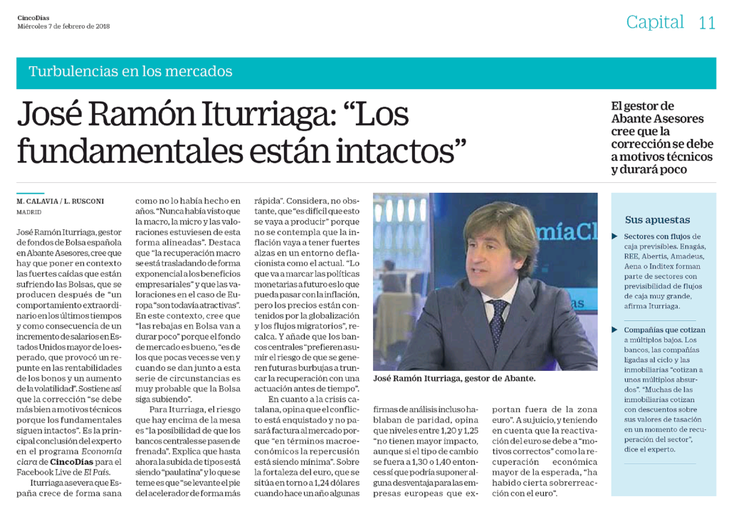 Cinco Días Iturriaga caídas mercados febrero Cinco Días Iturriaga caídas mercados febrero