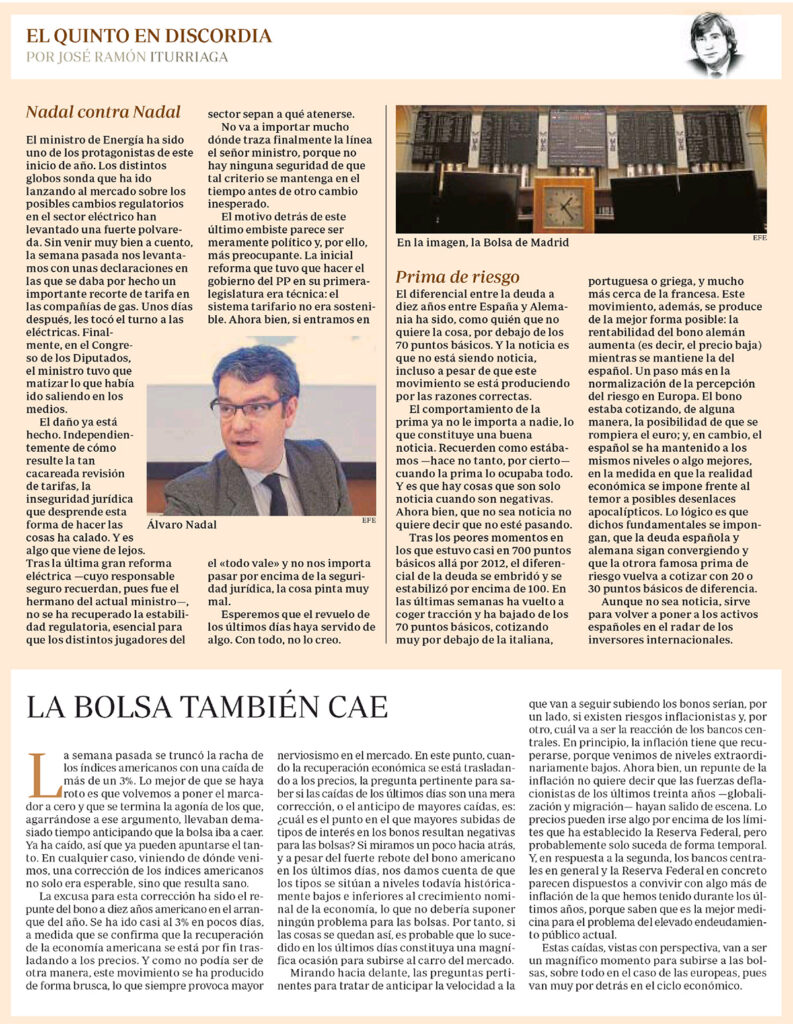 QED ABC ITURRIAGA, NADAL, LA PRIMA DE RIESGO Y LA BOLSA