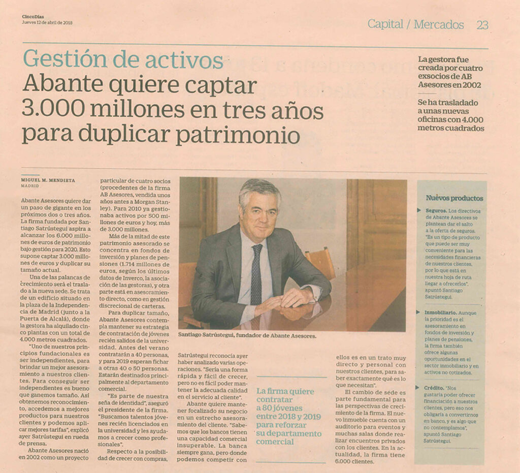 CINCO DÍAS SANTIAGO SATRÚSTEGUI ABANTE CINCO DÍAS SANTIAGO SATRÚSTEGUI ABANTE