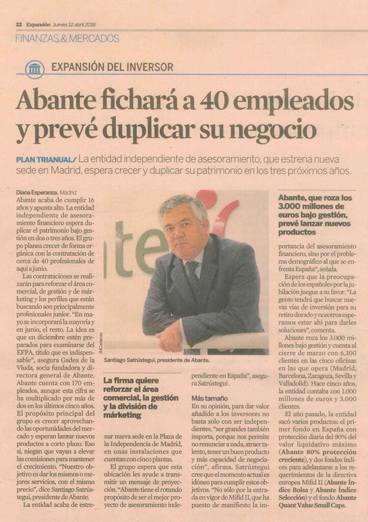 EXPANSIÓN SANTIAGO SATRÚSTEGUI ABANTE EXPANSIÓN SANTIAGO SATRÚSTEGUI ABANTE