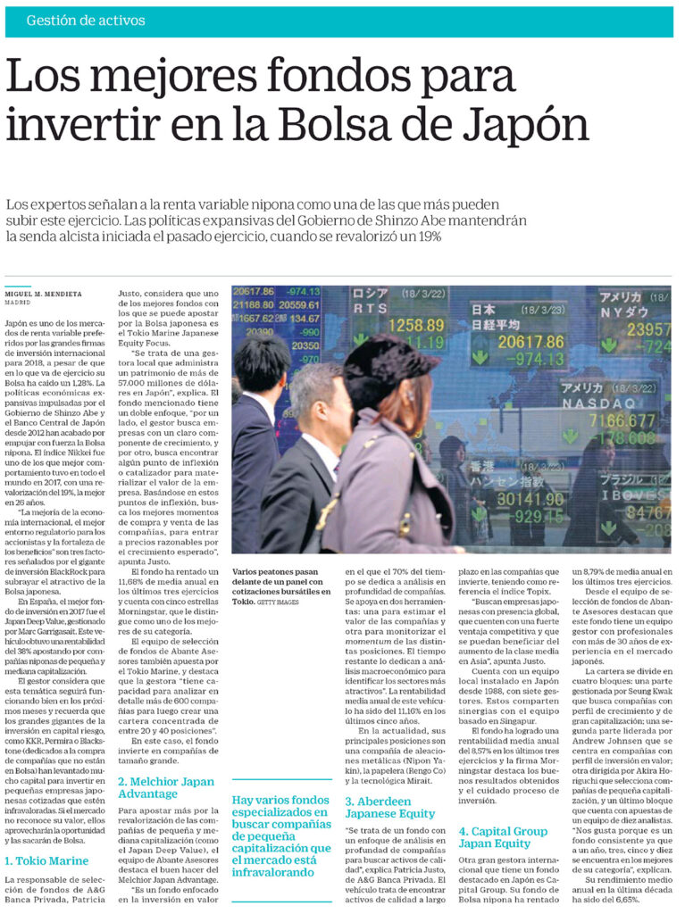 CINCO DÍAS GESTORA FONDOS BOLSA JAPON
