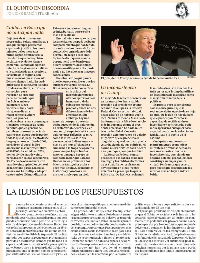 ABC CA&Iacute;DAS BOLSAS TRUMP Y PRESUPUESTOS
